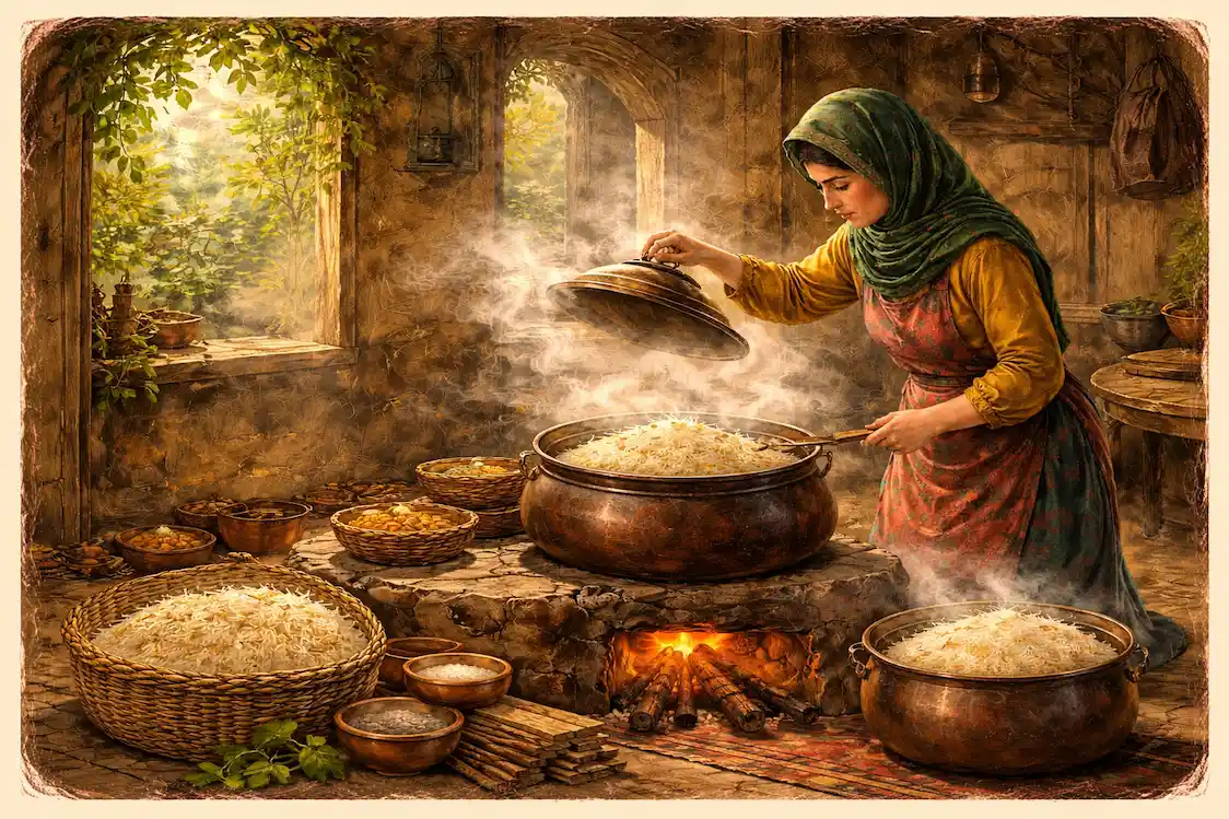 پخت برنج دودی
